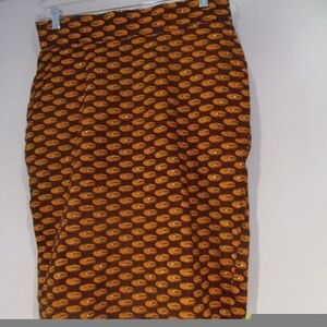 BATIK fabric POCKETS orange red pattern rhinestone skirt sz L  zipper